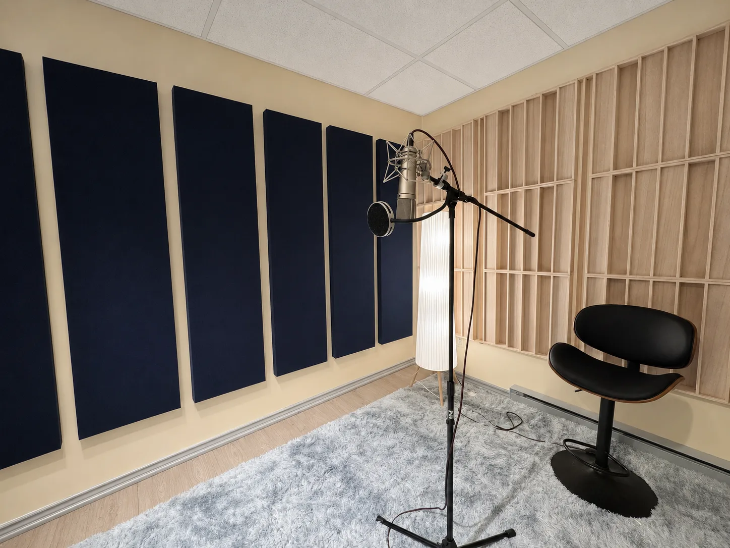 Recording studio with acoustic panels by Acoustic That Works